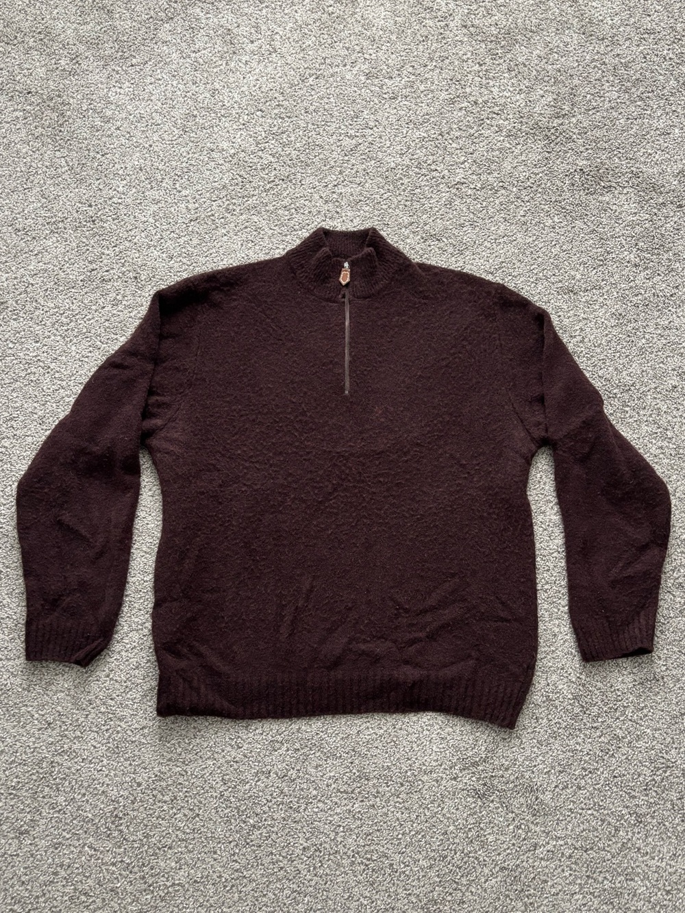 Scott Barber Men's Quarter-Zip Sweater in Deep Brown